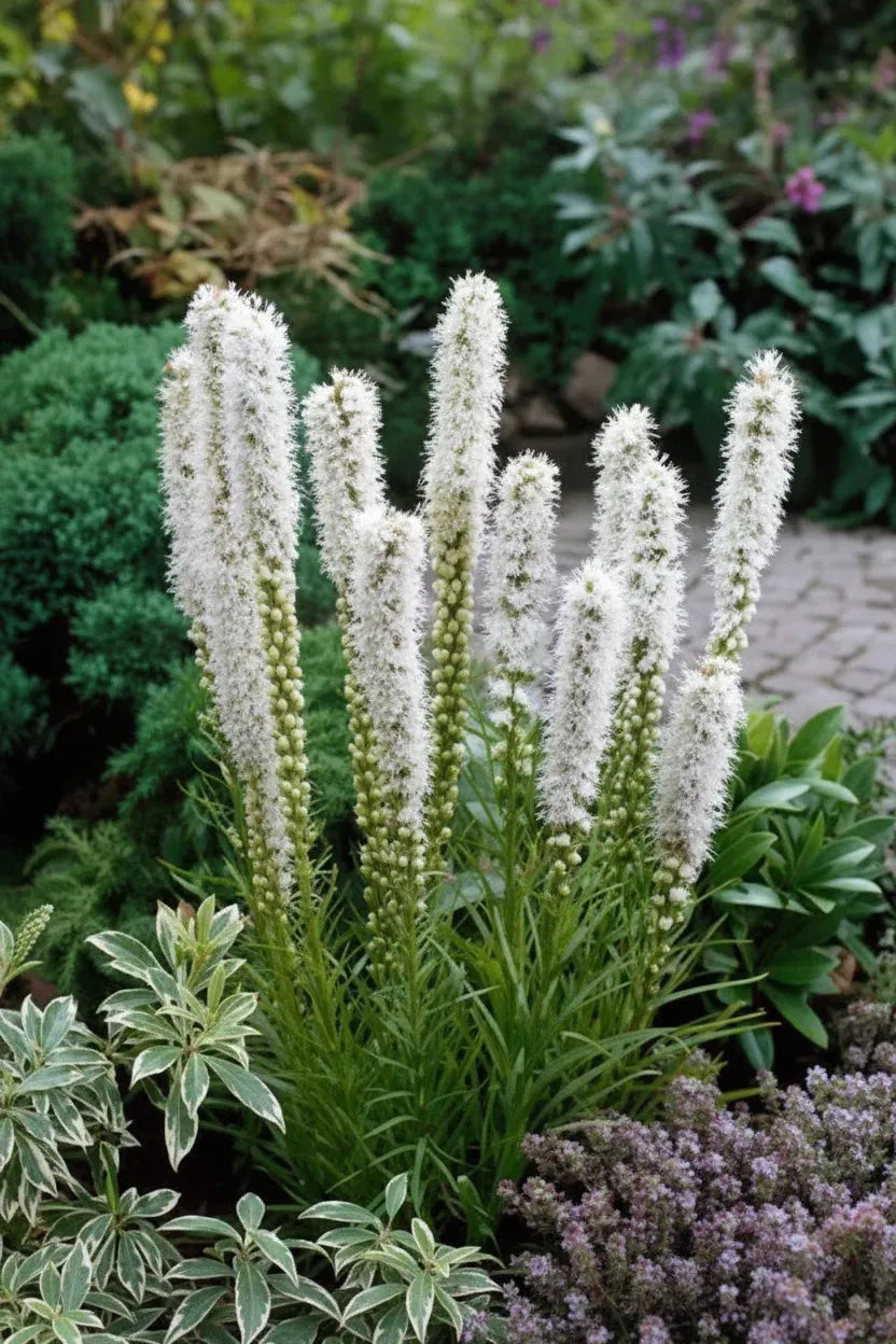 white flaming star liatris in flower