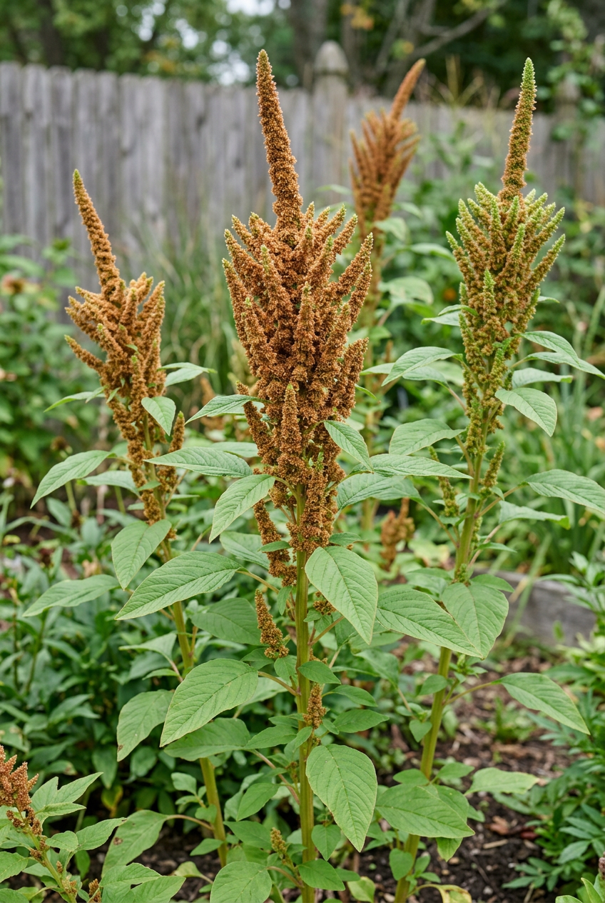 Amaranthus Autumn’s Touch in a softly lit cutting garden