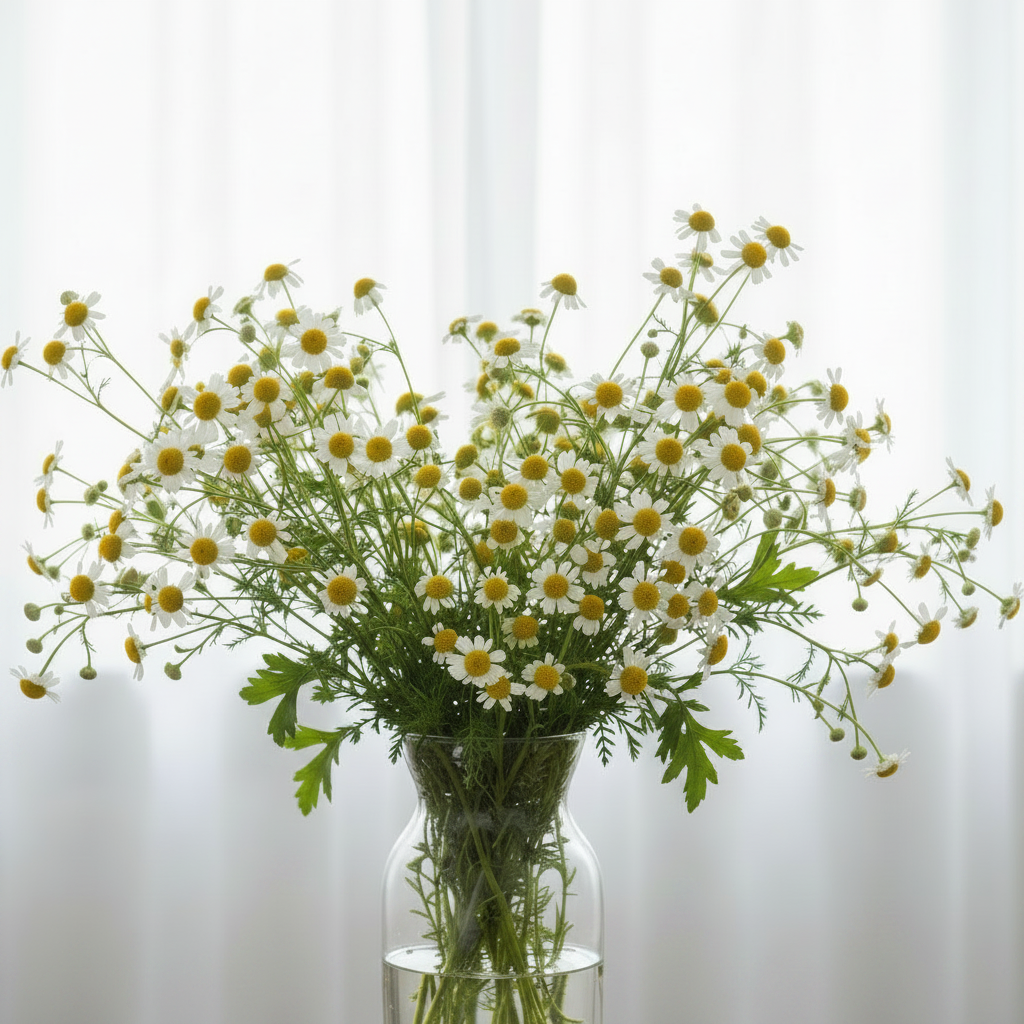 Feverfew vase less lobed leaves