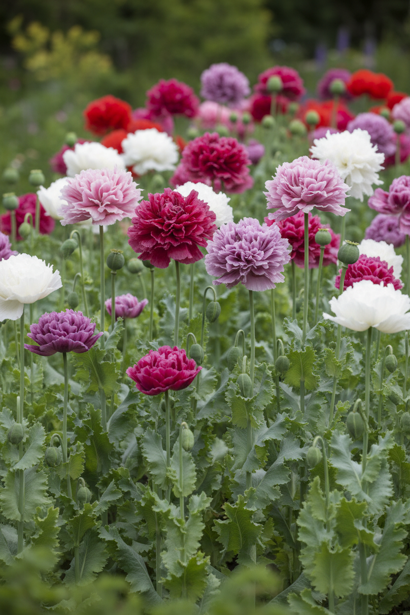 Mixed Peony Poppy seeds — Papaver paeoniflorum — double blooms cottage garden seeds NZ