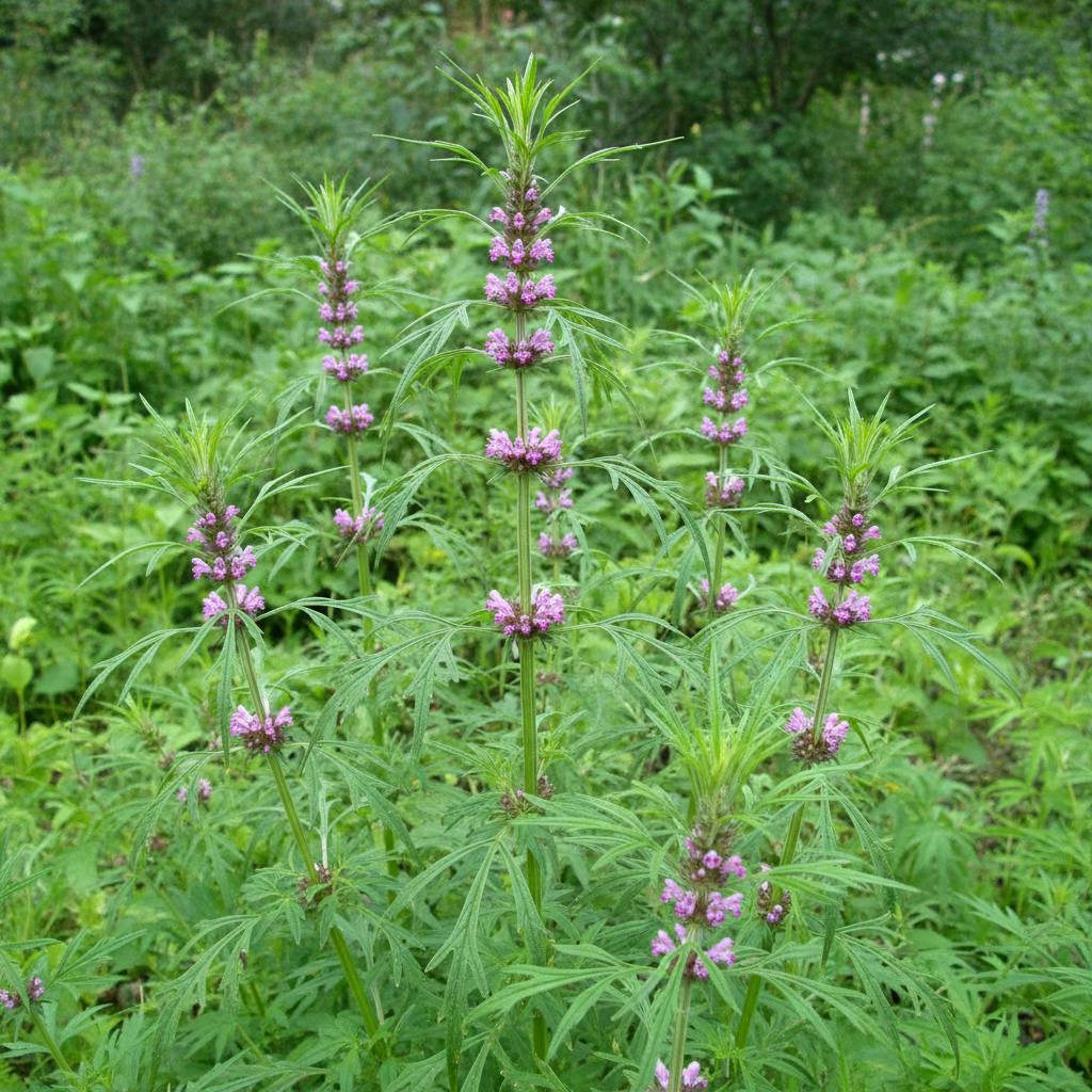 Siberian Motherwort Leonurus sibiricus growing in a cottage garden